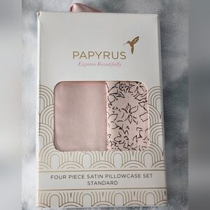 Papyrus Satin Pillowcases Set of 4 Blush & Black Floral NEW! Standard size